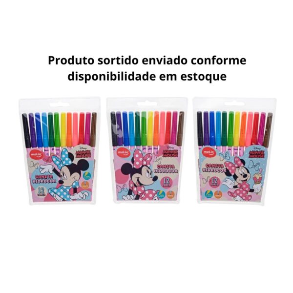 Caneta Hidrocor Minnie Mouse 12 Cores MOLIN - BLISTER