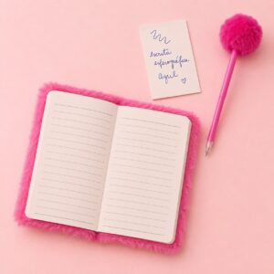 Caderno Pelúcia + Caneta Pompom M - IMPORTADO - UND