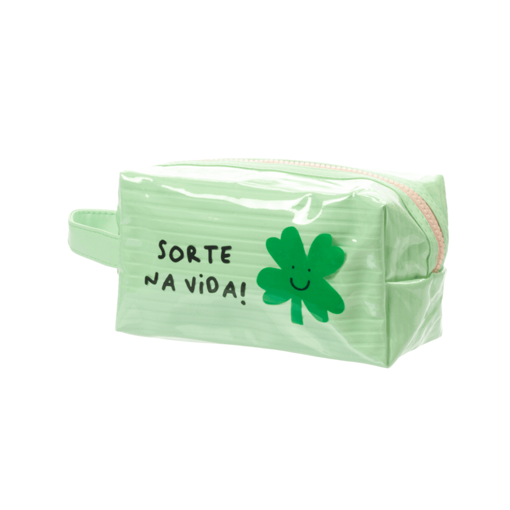 Necessaire Bauzinho Emborrachada Verde SORTE NA VIDA 10x18x9cm - FLORIE - UND