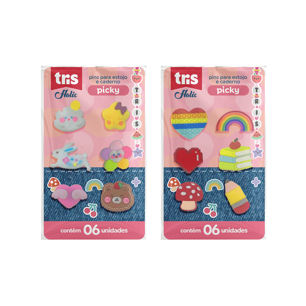 Pins Picky Holic Charm com 6 Pins - TRIS - BLISTER