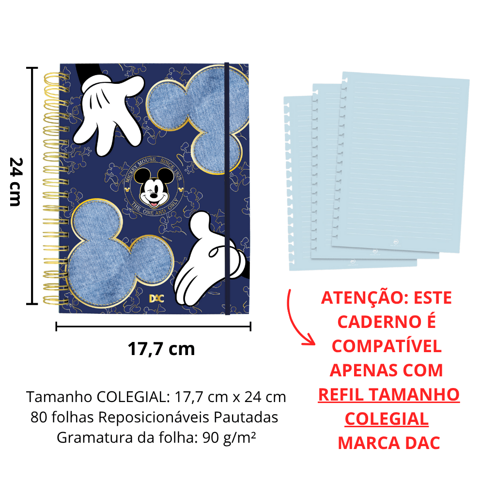 Caderno Smart Colegial Mickey Azul 80 fls - DAC