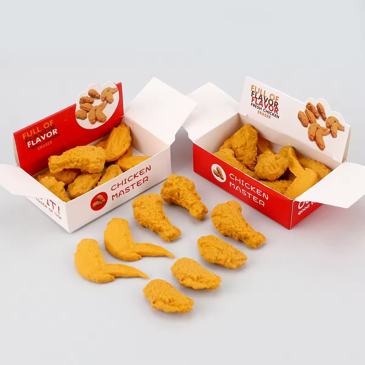 Borracha 3D Frango Frito - IMPORTADO - CAIXINHA 8 FRANGUINHOS