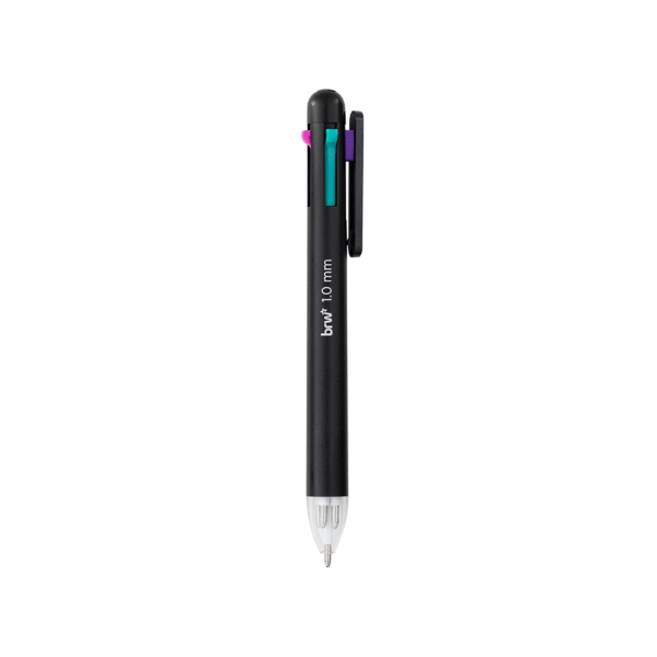 Caneta Esferográfica 1.0mm 4 Cores Neon BRW - Display 24 Und