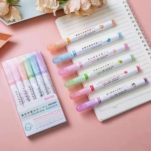 Carimbo Roller Marca Texto Estampado Estojo 6 Cores