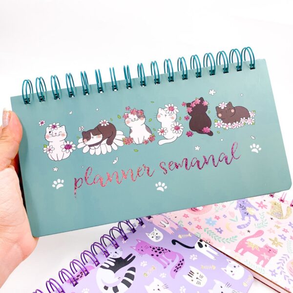 Planner de Mesa com Espiral Gatinhos 23,2x12,2cm