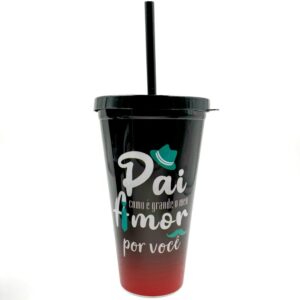 Copo Plástico c/ Canudo 600 Ml Pai