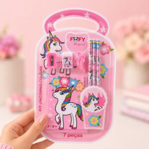 Kit Escolar Unicórnio Collors 7 Peças - FOFY - BLISTER