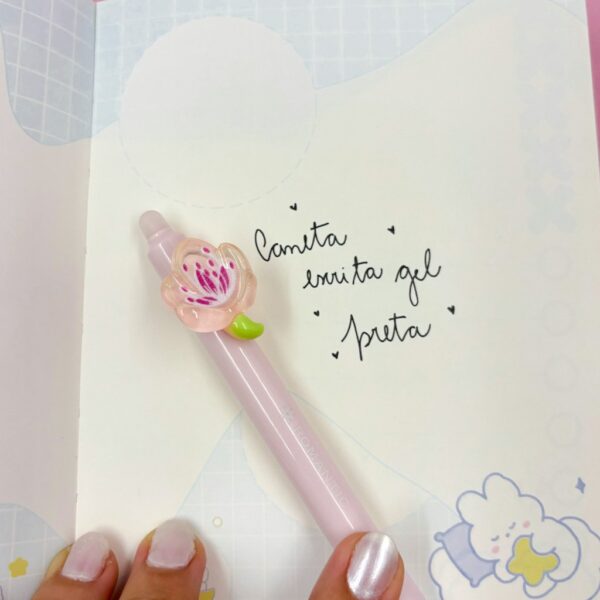 Caneta Clic Esferográfica Flor de Cerejeira - Pacote 4 Und