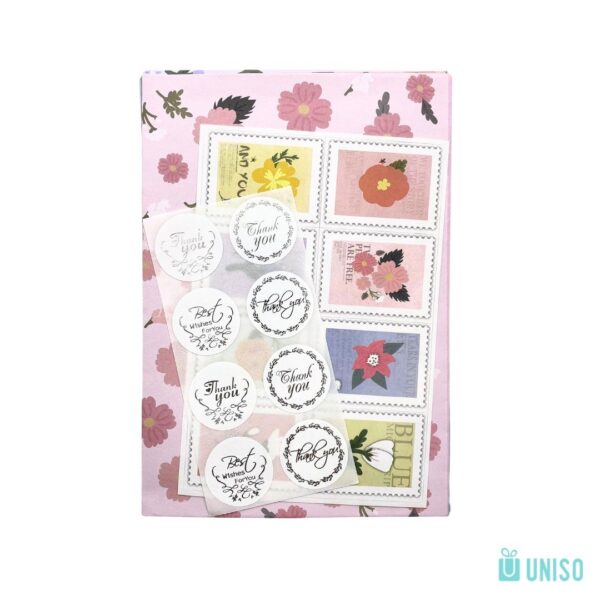 Kit 8 Envelopes Flor + Adesivos + Selos - UNISO - UND