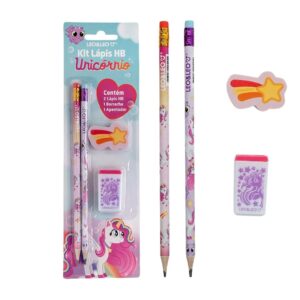 Kit Escolar 4 Peças Unicórnio - LEO E LEO - BLISTER