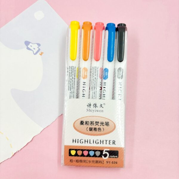 Marca Texto 2 Pontas Color Importado 5 Cores