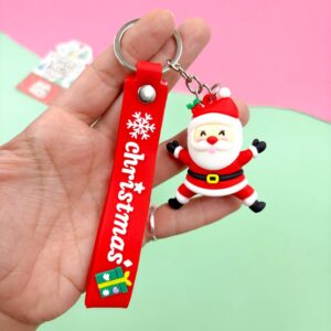 Chaveiro Emborrachado Papai Noel Natal - Kit 6 Und