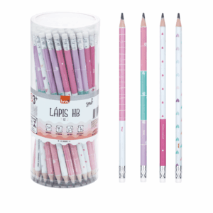 Lápis HB Estampado c/ Borracha S2 BRW - Pacote 12 Und
