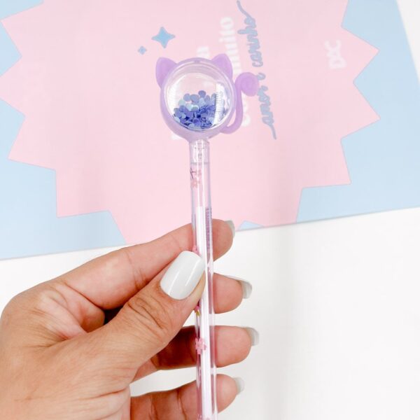 Caneta Fofa Cristal Gatinho Honey - PACOTE 6 UND