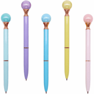 Caneta Luxo Metálica Pérola Pastel - Kit 4 Und