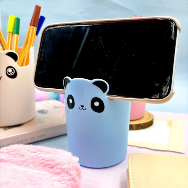 Copinho Porta Canetas c/ Suporte Celular Panda - BRANCO