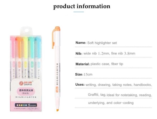 Marca Texto 2 Pontas Color Importado 5 Cores