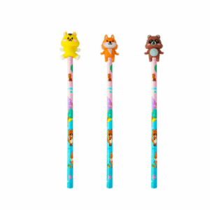 Kit Lápis c/ Borracha Bichinhos 3 Peças - FOFY - BLISTER