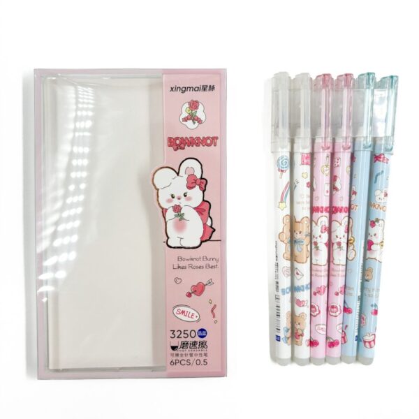 Caneta Apagável Estampada Ursinhos e Coelhinhos - Cx 6 Und