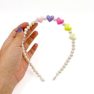 Tiara Cabelo Pérola Coração Pastel