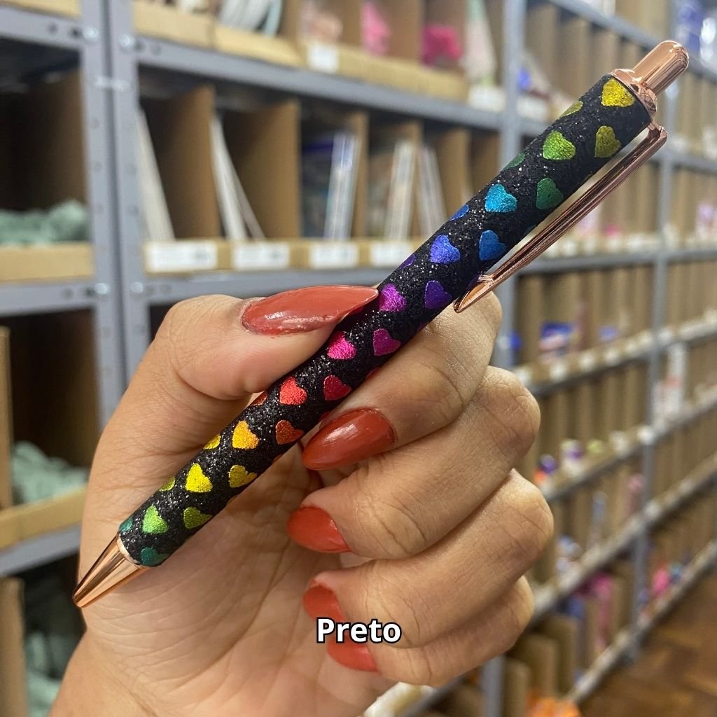 Caneta Metálica LUXO Glitter Love - IMPORTADO - UND