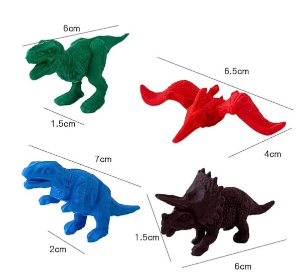 Borracha 3D Dinossauro - kit 4 Und