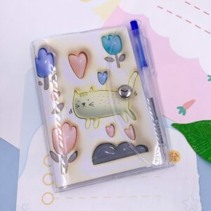 Mini Caderno Gatinho Capa c/ Fechamento e Mini Caneta - UND