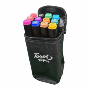 Caneta TOUCH Marcador Ponta Dupla - MALETA 12 CORES