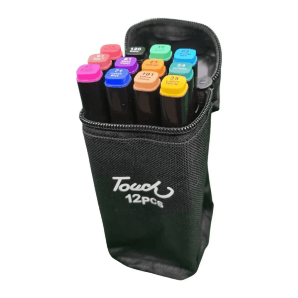 Caneta TOUCH Marcador Ponta Dupla - MALETA 12 CORES
