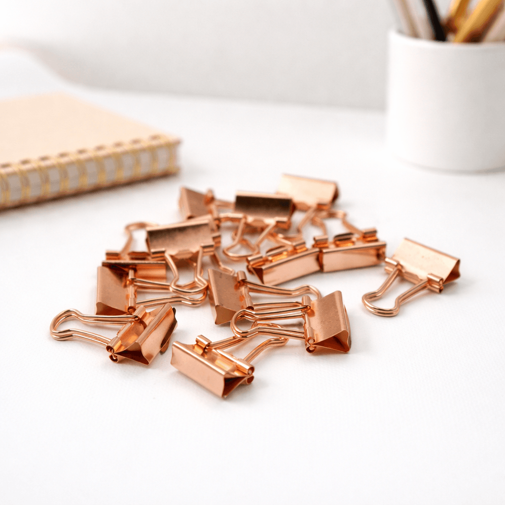 Prendedor de Papel Rose Gold Elegance 12 Peças - KAZ - UND