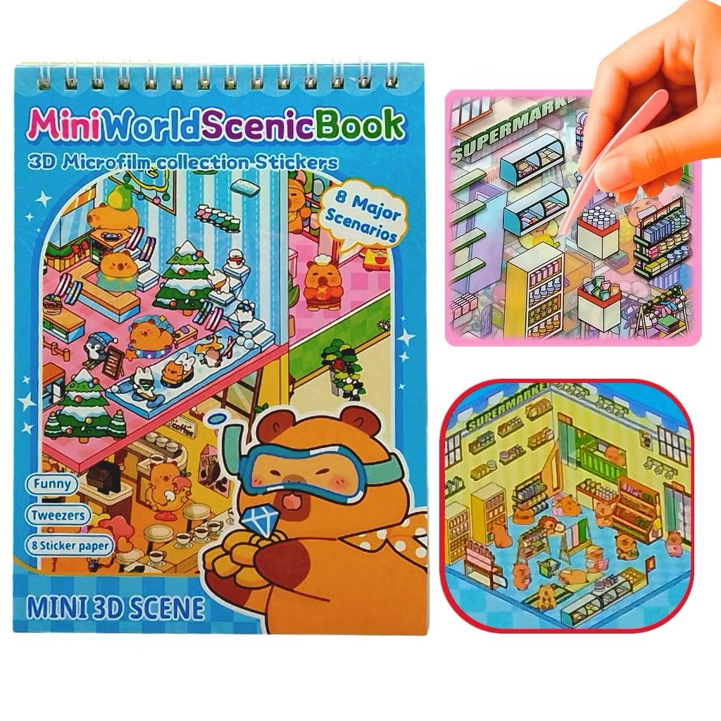 Livro Espiral Cenário Adesivo 3D Capivara c/ Pinça 16 Fls - IMPORTADO - UND