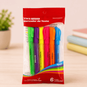 Marca Texto Neon c/ 6 Und - YINS PAPER - BLISTER