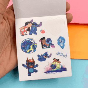 PROMO - Caderninho de Adesivos STITCH 12 Folhas - UND - FALTANDO 2 ADESIVOS