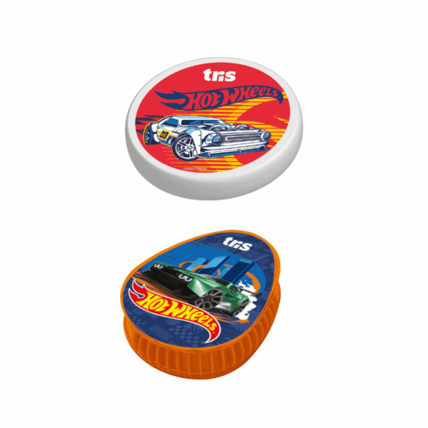 Kit Escolar Apontador c/ Depósito + Borracha Hot Wheels Tris