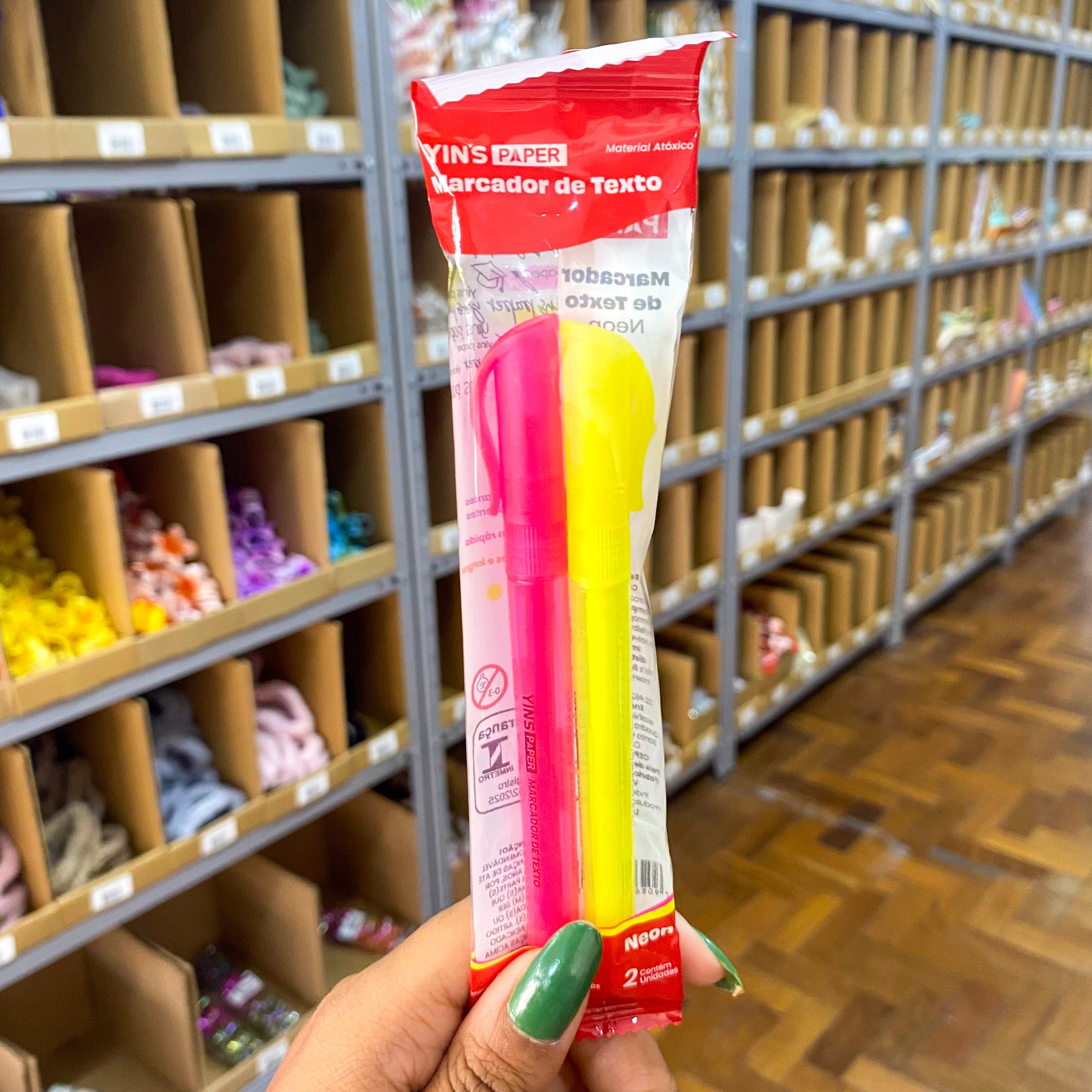 Marca Texto Neon Rosa e Amarelo c/2 Und - YINS PAPER - BLISTER