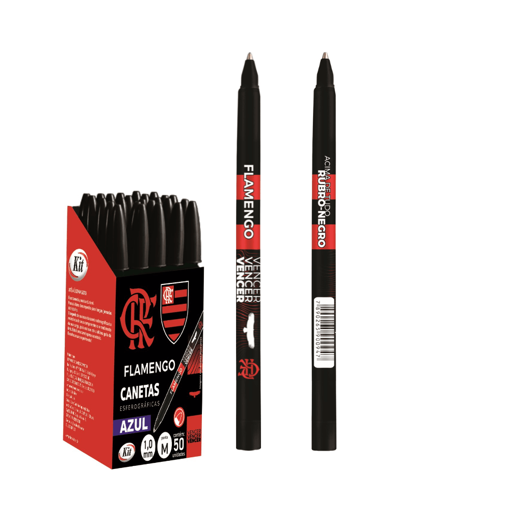 Caneta Esferográfica 1.0mm Azul Flamengo - KIT OFICIAL - CX 50 UND