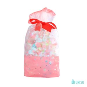 Embalagem Saco Presente c/ Fita Flor Cerejeira 15x23cm - UNISO - PACOTE 10 UND