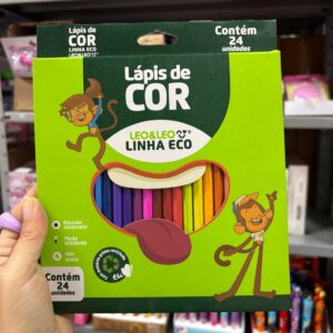 Lápis de Cor 24 Cores Sextavado Linha Eco Leo e Leo