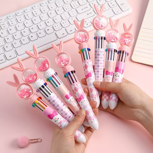 Caneta 10 Cores Coelhinho Cristal - UND