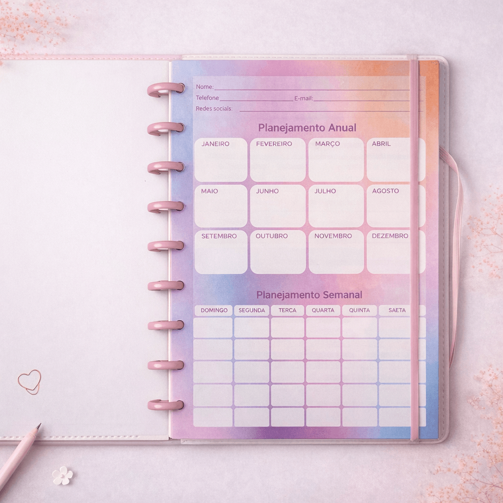 Caderno de Disco Flowers B5 80 Fls/10 discos - 25,5x18,5cm - IMPORTADO - UND