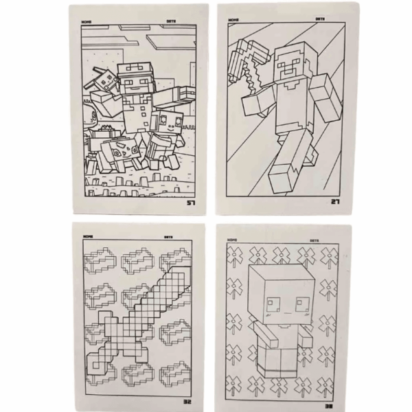 Card Surpresa para Colorir Minecraft 4 Und - 10 PACOTES