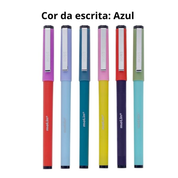 Caneta Boss Azul 0,7mm MOLIN - KIT 4 UND