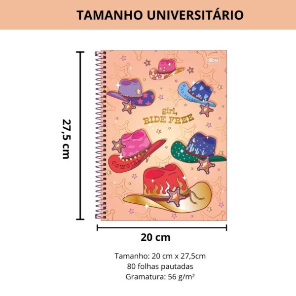 Caderno Espiral Capa Dura Universitário Connect 1 Matéria West Girl Tilibra