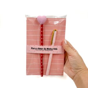 Kit Namorados Love - Caderno + Caneta + Lápis C/ Borracha