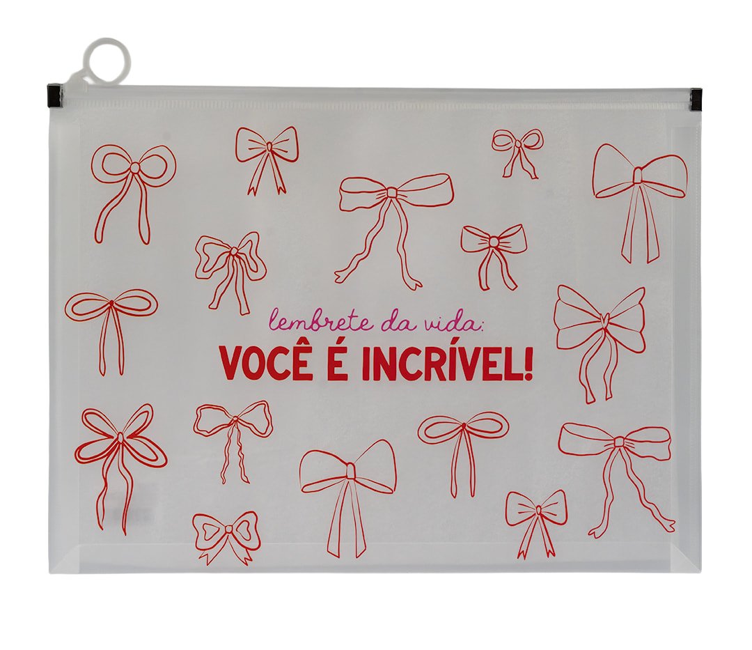 Pasta Plástica Zip A4  Laços 25x33cm - FLORIE - UND