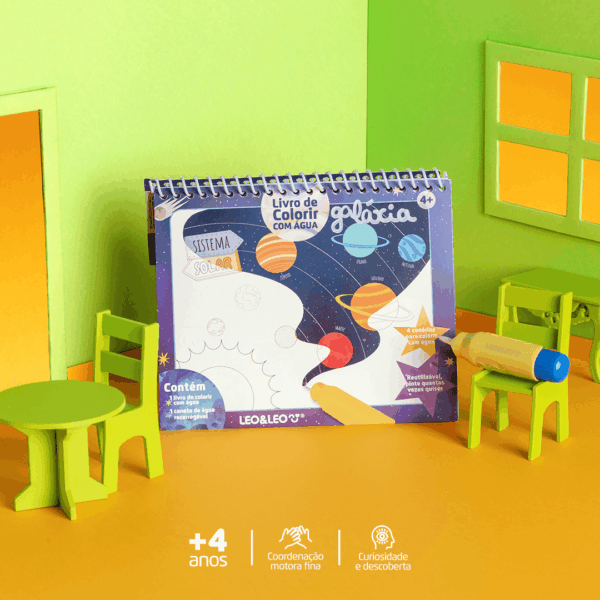 Livro de Colorir com Água Galáxia LEO E LEO - BLISTER
