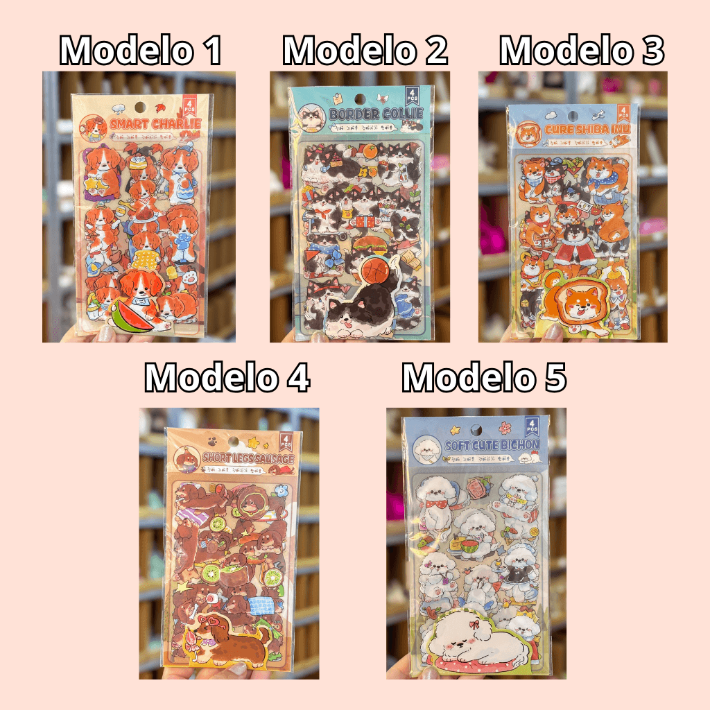 Pacote c/ 4 Cartelas Adesivo Cachorrinho Cute - IMPORTADO - UND