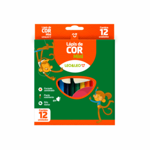 Lápis de Cor Mini 12 Cores Sextavado Flex - LEO E LEO - BLISTER