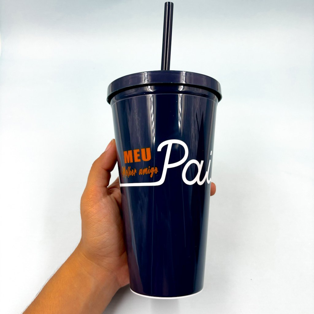Copo Plástico c/ Canudo 600 Ml PAI Sortido - UND