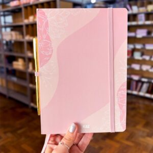 Caderno de Anotação Flores e Cerejas 80 fls 21x14,5cm + Caneta Dourada Luxo - KAZ - UND